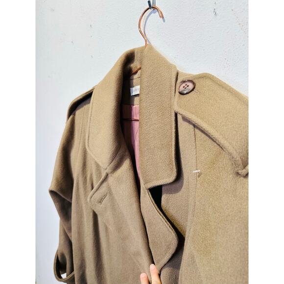 Vintage LARRY LEVINE Tan 100% Pure Wool Button Front Trench Coat Size 4 - Picture 5 of 15